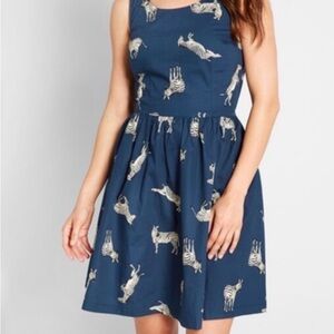 Blue Zebra Print Dress